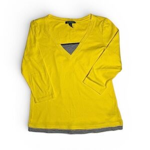 Lauren Ralph Lauren Yellow Long Sleeve Sweater Tee size L